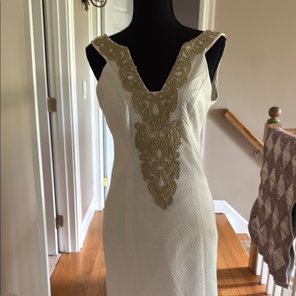 Lilly Pulitzer Cream Sheath Dress V-neck Sleeveless